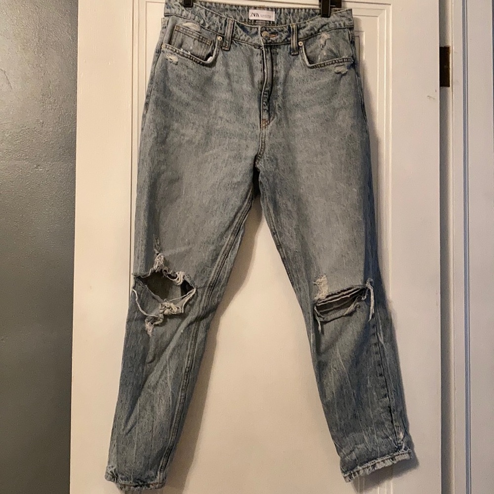 Zara high waist mom straight jeans
